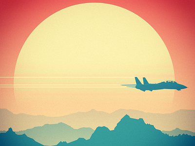 Afterburner 1980s 80s afterburner arcade colour design flat illustration outrun photoshop plane retro sega sunset video game