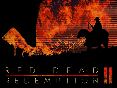 Red Dead Redemption 2 black cowboy dead design digital art fire horse photoshop poster red redemption retro videogame
