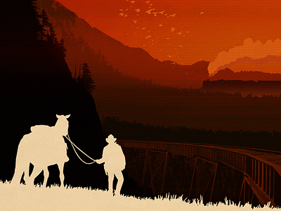 Red Dead Redemption 2 cowboy dead design horse poster red redemption retro sunset videogame