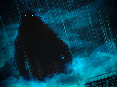 King of the Monsters blue city design film illustration monster movies poster rain