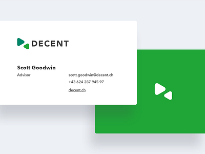 DECENT - Business cards blockchain business card decent decentralized green grey print simple typogaphy