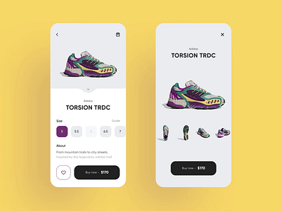 Adidas Torsion TRDC adidas animation app app design application ecommerce ecommerce app ecommerce design mobile mobile app mobile app design mobile design mobile ui motion design shopping app ui ui animation uiux ux uxui