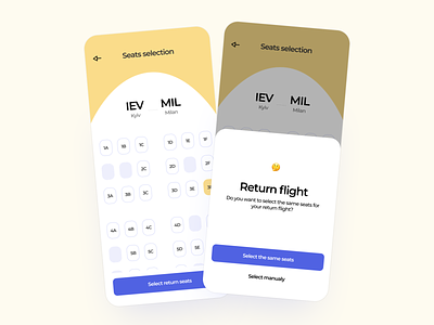 Flight booking app. Seats selection
