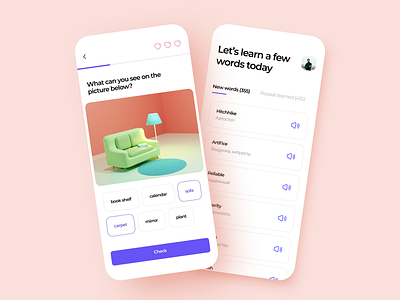 English Learning Platform App 3d 3ddesign 3dillustration 3dvisualisation app app design app ui english learning englishapp learning app learning platform mobile app product design ui uiux ux uxui words