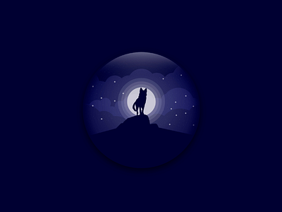 Wolf Moonlight Vector blue challenge daily flat idea illustration inspiration moonlight night purple vector wolf