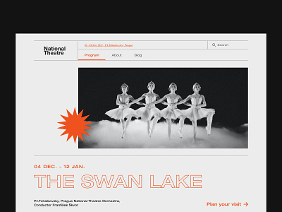 Landing page for Theatre clean identity landingpage minimal swan lake theater typogaphy ui ui design uiux ux ux design web web design website