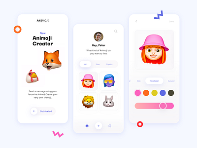 Animoji App 3d animoji app avatar card clean design details emoji emoji set fox generator minimal mobile mobile ui mood ui