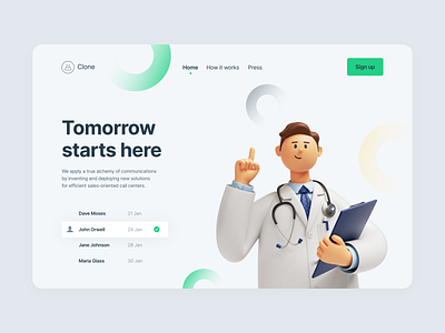 Landing page for research laboratory 3d animation clean colors green laboratory landing landing page light minimal research ui ux web web design