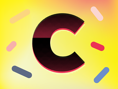 Coral Mambo graphic test #01 c experiment funny gradient letter logo sticks texture yellow