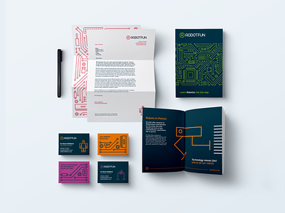 Robotfun Stationery branding business cards design letterhead design pamphlet stationery design typography