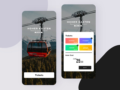 Cablecar ticket app interface concept