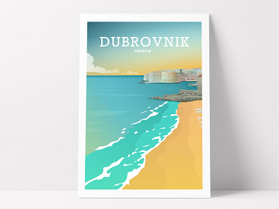 Dubrovnik poster digital illustration poster travel vector