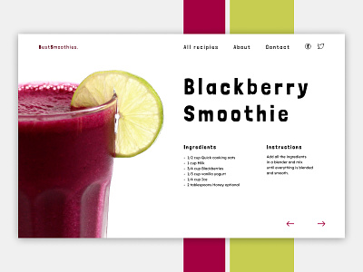 Best Smoothies recipies website layout blackberry desin desinger jagoda pietrzak layout layout design lemon smoothie webdesign