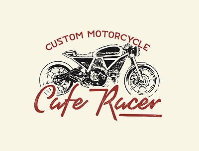 cafe racer illustration caferacer custom illustration motorcycle motorcycles retro vector