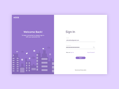 Social Media app sign in 2020 branding design icons illustrator login page login screen product design signin signup ui uidesign ux web web app website