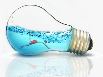 Man Swimming inside the Bulb