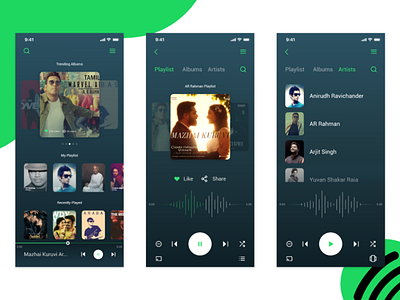 Spotify redesign app branding color design icons mobile app mobileappdesign music music app music player photoshop spotify trending ui uidesign ux ux design uxui xd design