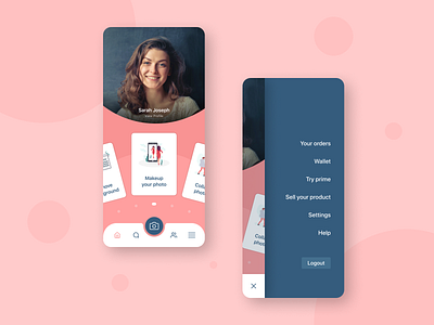 Beautify app 2020 beauty beauty app camera camera app color interactiondesign menu menu bar navigaion navigation menu product design ui ui design uidesign uiuxdesigner ux