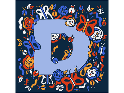 doodled letter D bugs doodle doodling fun colors illustration letter typography vector
