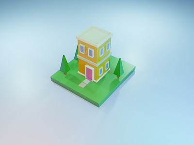3D Home 3d 3d animation 3d art 3d illustration 3d modeling card color home homepage illustraion stayhome tree