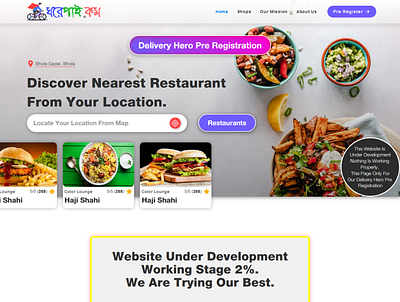 Online Food Delivery Website design food landing page portfolio ui ux web website