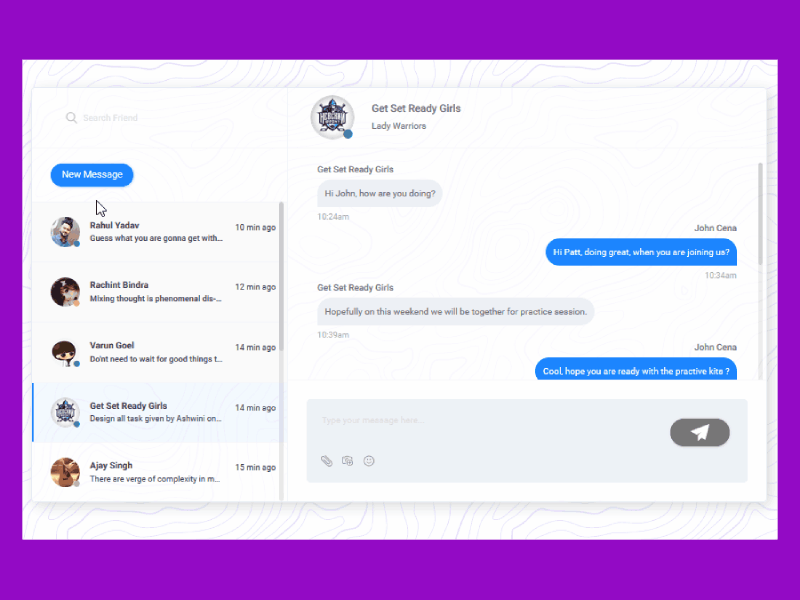 Chat Application UI Design by Rahul Yadav on Dribbble