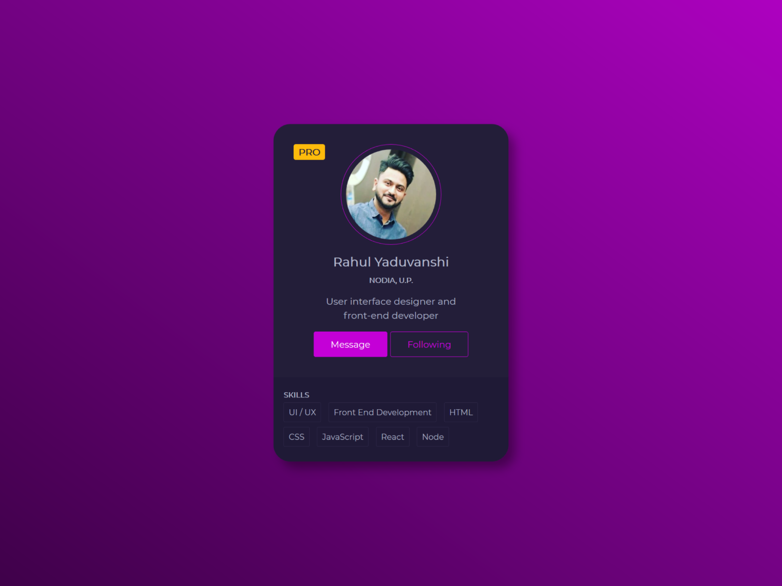 Profile Card Design designed by Rahul Yadav. 