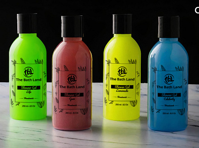 The Bath Land Shower Gel brand identity branding design logo packaging packaging design print printing product typography