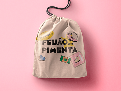 Feijão com Pimenta Branding bag beans blue branding chilli color design illustration logo money pink plant plantation typography yellow