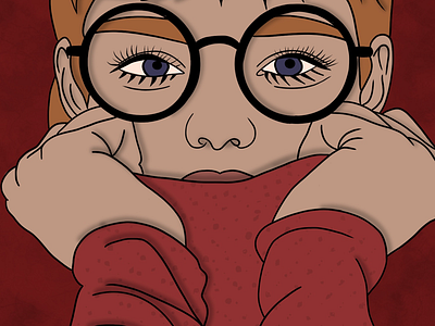 Cozy anxious drawing glasses illustration lady procreate short hair shy