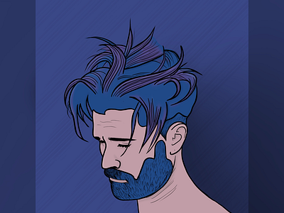 Sad man is sad, but he’s got great hair comic illustration pop art procreate