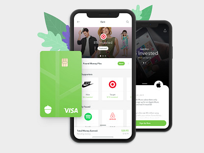 Earn - A New Way To Earn More Money acorns animation app financial app fintech green invest investment app mobile app money ui ux