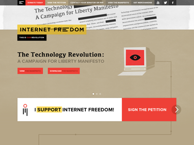 Internet Freedom (WIP) all seeing eye black red tan website wip yellow