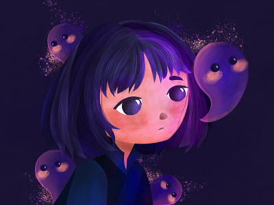 Purple Spirit character children book illustration childrenillustration digitalpainting girl character illustration kidlit purple