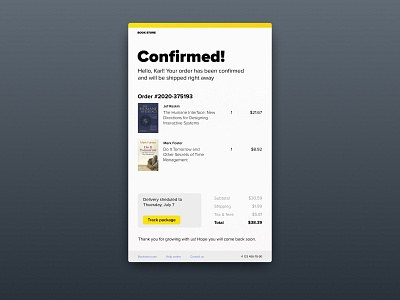 Email Receipt — DalyUI #017 017 book store daily ui dailyui design email email receipt figma ui white