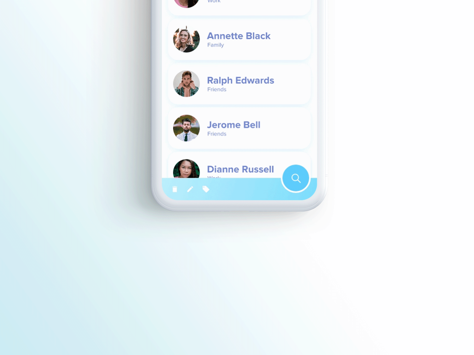 Search — DailyUI #022 022 contacts daily ui dailyui design micro interaction mobile mobile app search ui