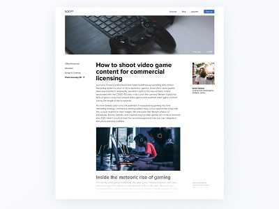 Blog post — DailyUI #035 500px article blog blog post blog posts daily ui dailyui design desktop figma ui unsplash white