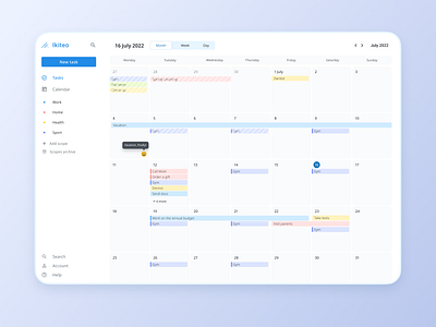 Ikiteo calendar calendar design desktop desktop app figma monthly task todo ui white