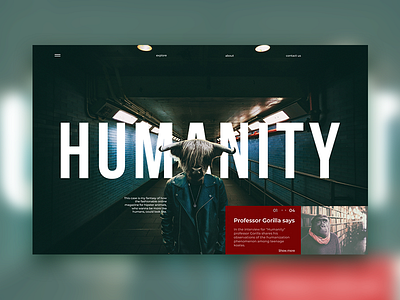 Humanity - concept of online magazine animal collage figma firstscreen firstshot photoshop ui userinterface webdesign