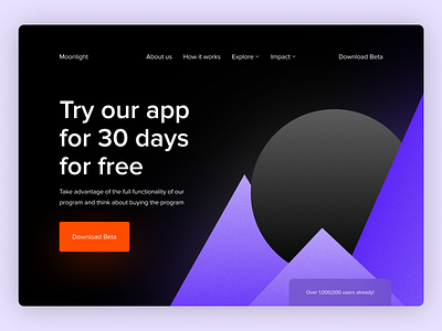 Landing Page for Moonlight app branding design illustration minimal ui ux website