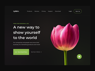 Landing Page for Ryden. branding design flower minimal ui ux web website