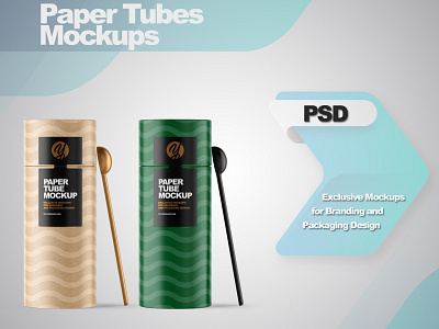 Paper Tube with Spoon Mpckups 3d design logo mockup mockup design mockupdesign pack package smartobject visualization