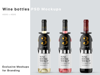 Glass Wine Bottles Mockups 3d design logo mockup mockup design mockupdesign pack package smartobject visualization