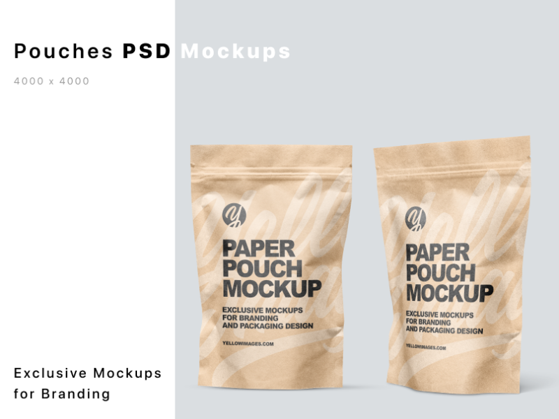 Download Kraft Paper Stand Up Pouches Mockups By Andrey Gapon On Dribbble