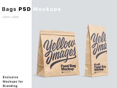 Kraft Paper Food Bags Mockups PSD 3d design logo mock up mockup mockup design mockupdesign pack package visualization