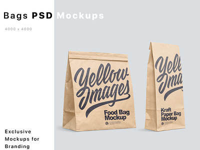 Kraft Paper Food Bags Mockups PSD
