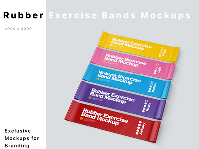 Rubber Exercise Bands Mockups 3d branding design logo mock up mockup mockupdesign smartobject vector visualization