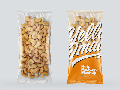 Clear Plastic Pack w/Cashew Nuts Mockups 3d branding design logo mockup mockupdesign pack package smartobject visualization