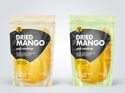 Stand-up Pouch w/Dried Mango Mockup 3d design illustration mockup mockup design mockupdesign pack package smartobject visualization