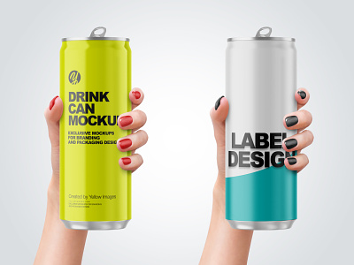 Aluminium Drink Cans in a Hand Mockups PSD 4k 3d branding design logo mockup mockup design mockupdesign pack package visualization